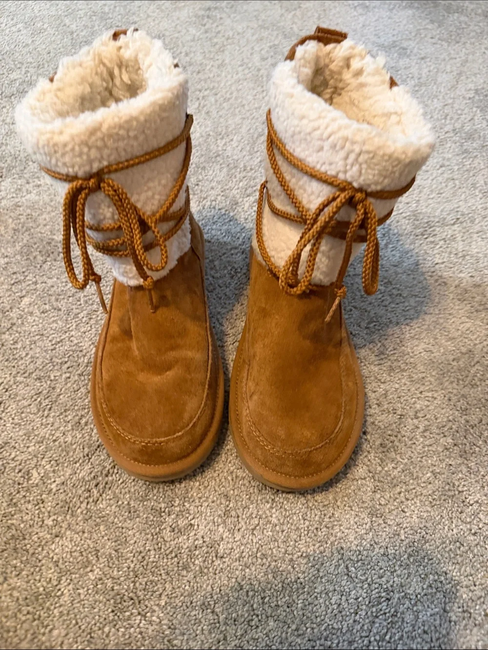 UGG Koolaburra Cozy Suede-Shearling Winter Boots - Chestnut Brown
